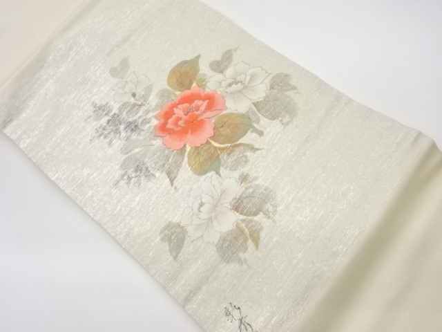 JAPANESE KIMONO / VINTAGE NAGOYA OBI / EMBROIDERY / FLOWERS / ARTIST WORK
